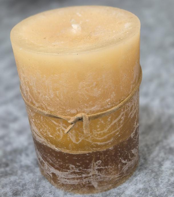 Bloklys - brunt/gult - Ø:7 cm x H:7 cm