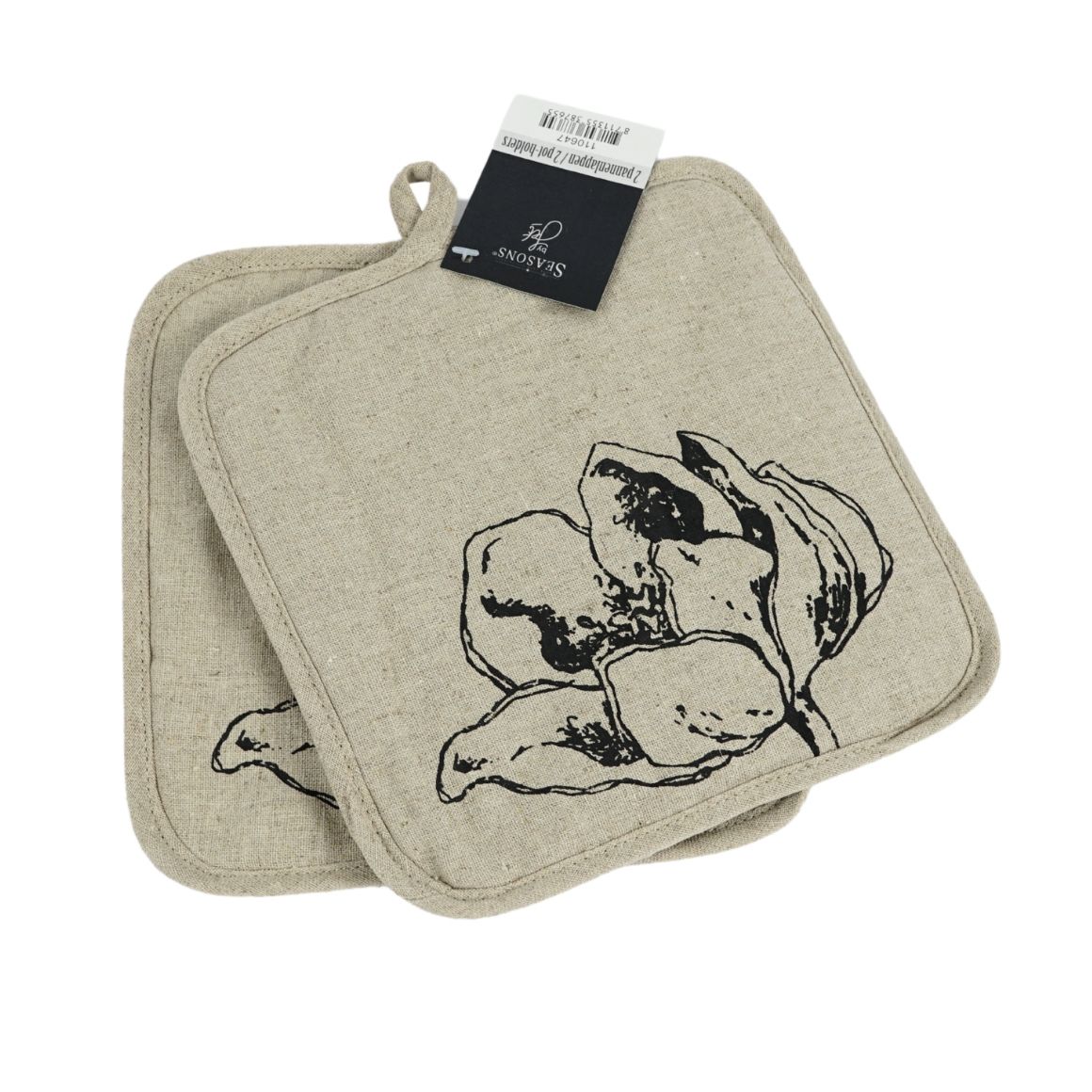 Grydelapper (2 stk) - beige - 100 % hør