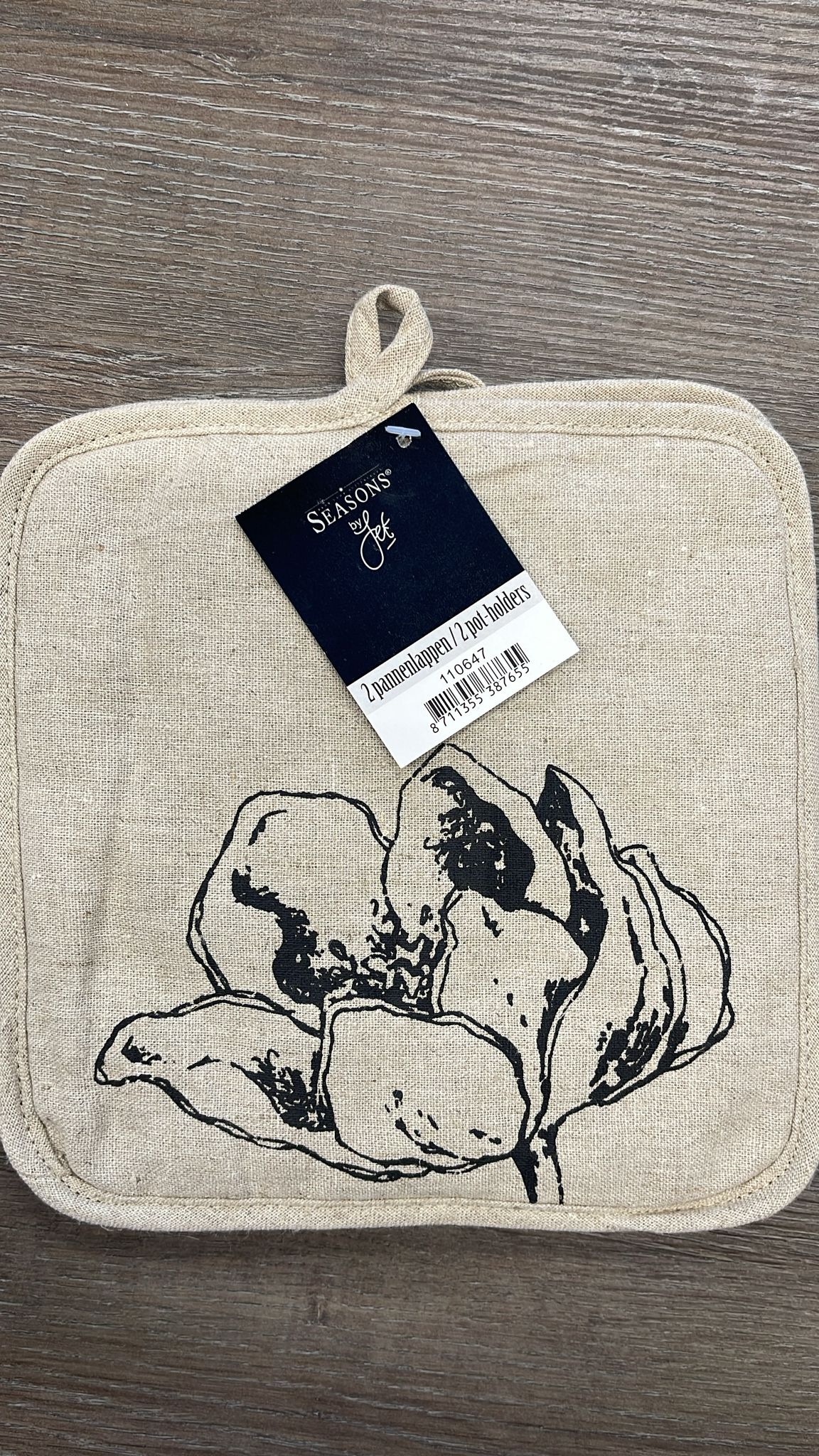 Grydelapper (2 stk) - beige - 100 % hør