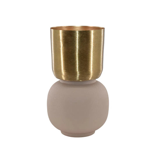 Potte - metal på sandfarvet fod - stor