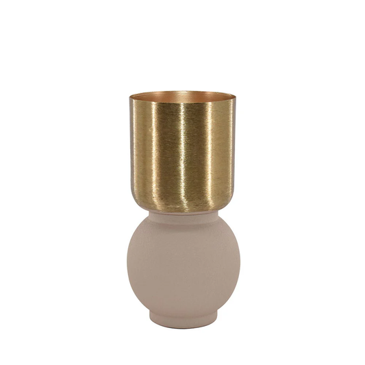 Potte - metal på sandfarvet fod - lille