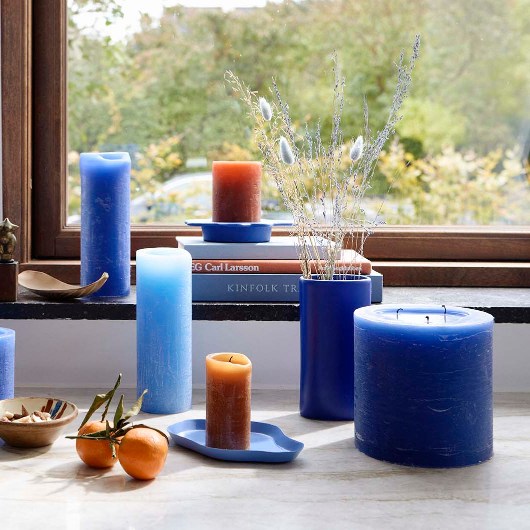 Cozy Living - Rustikt Stearinlys - COBALT BLUE