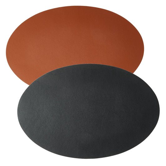 Dækkeserviet - kunstlæder - sort/cognac - 45 x 30 cm