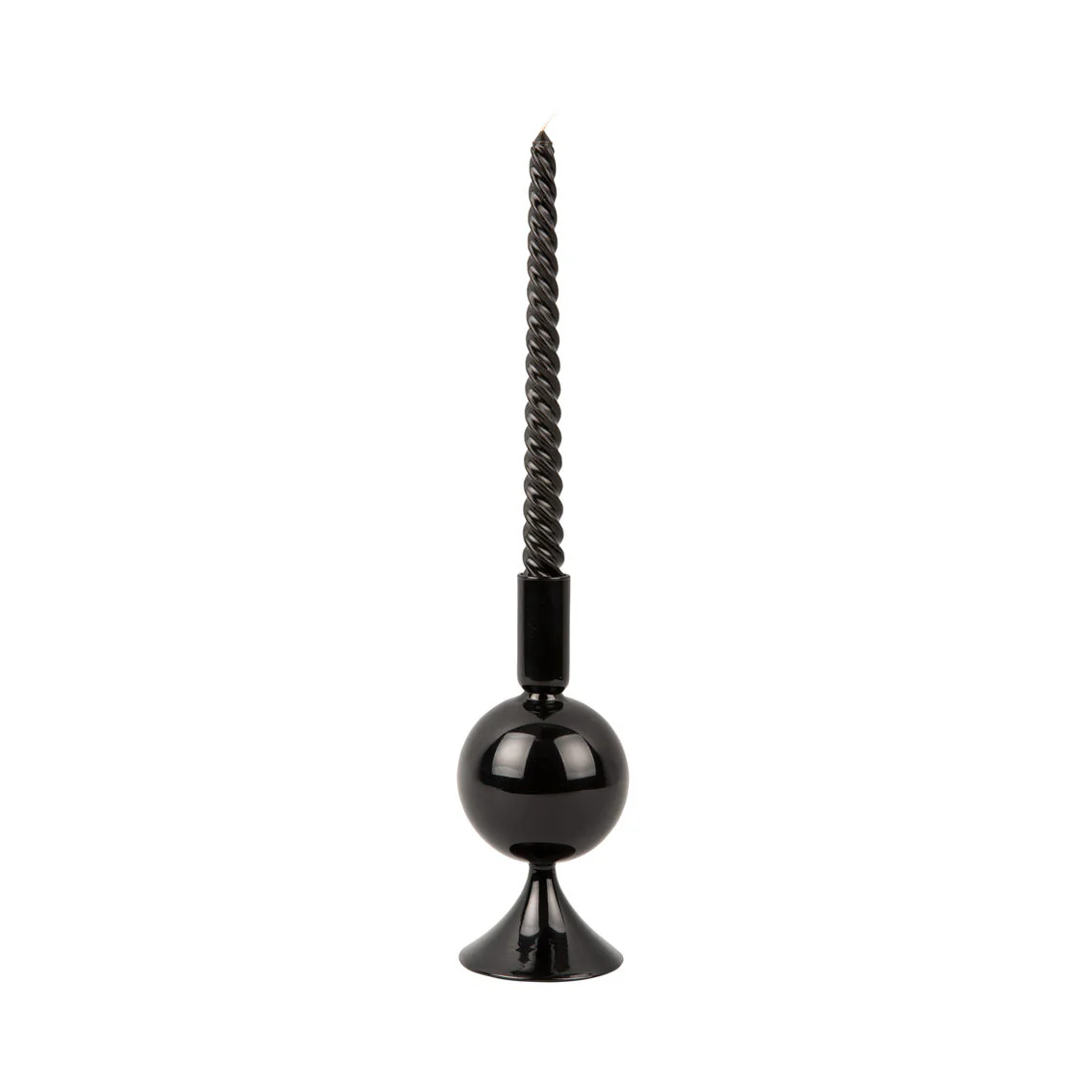 Lysestage - sort - H: 18 cm, D: 8 cm