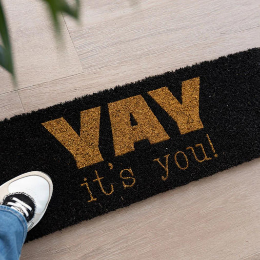 Dørmåtte - Sort og guld - "Yay It's You"