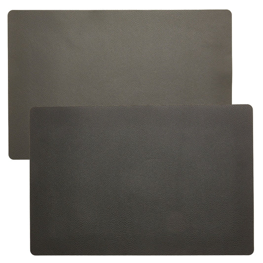 Dækkeserviet - kunstlæder - mørkegrå/sort - 45 x 30 cm