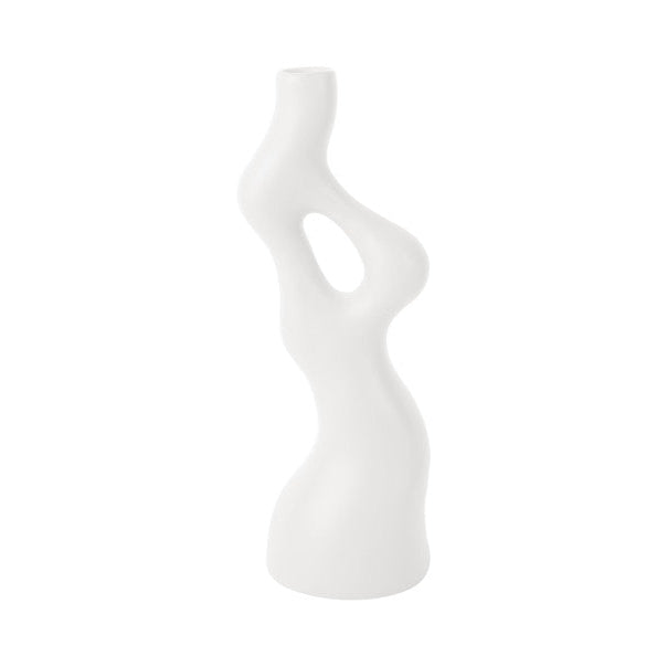 Hvid vase - H: 33 cm B: 12,5 cm Ø 3 cm
