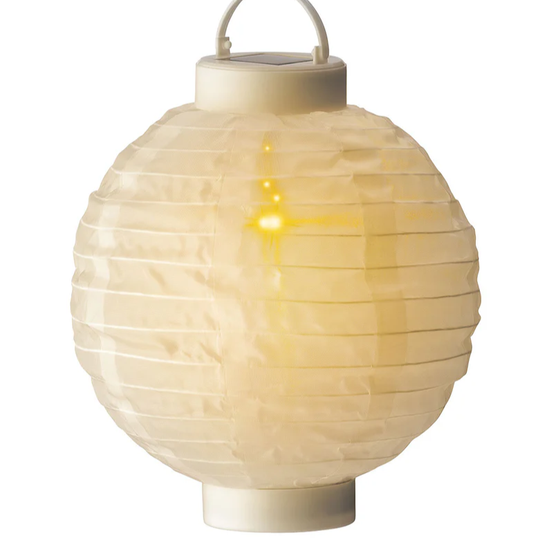 LED-lanterne af nylon m. solceller og flammeeffekt
