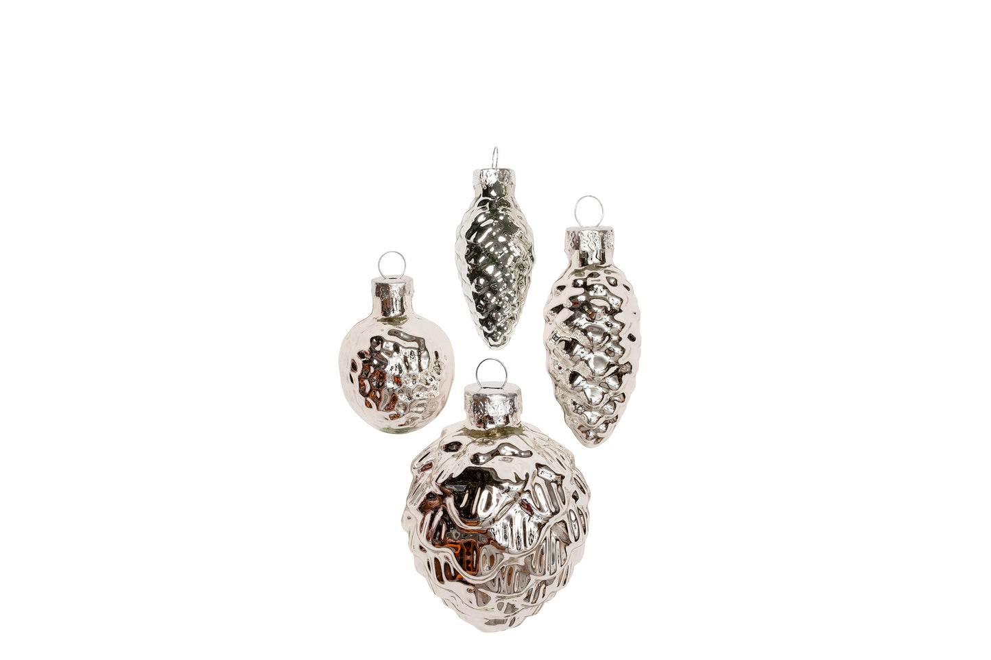 Glas kogle 5-7 cm. ass. sølv 40 stk.