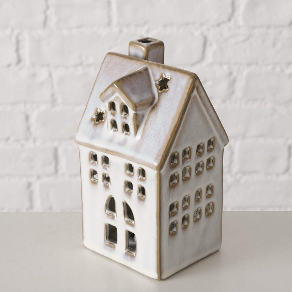 Pyntefigur m. LED-lys - Hus - 13, 6 x 6,8 cm