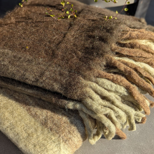 Hygsom - plaid - uld mix - brun/grøn