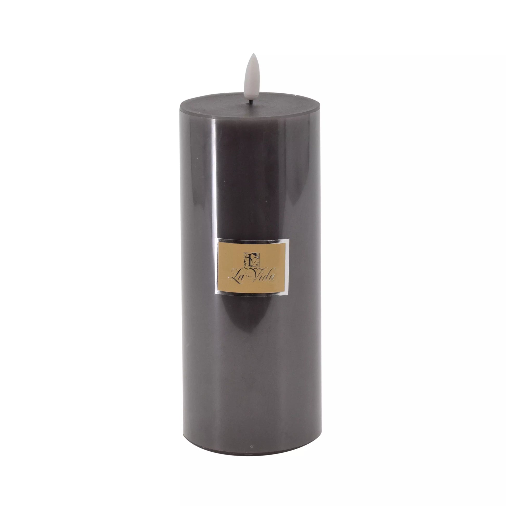 La Vida - LED-lys m. statisk flamme - Taupe H18 x Ø7,4 cm