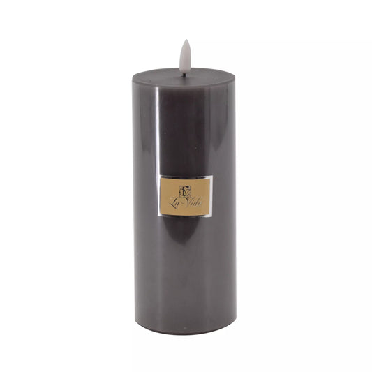 La Vida - LED-lys m. statisk flamme - Taupe H18 x Ø7,4 cm