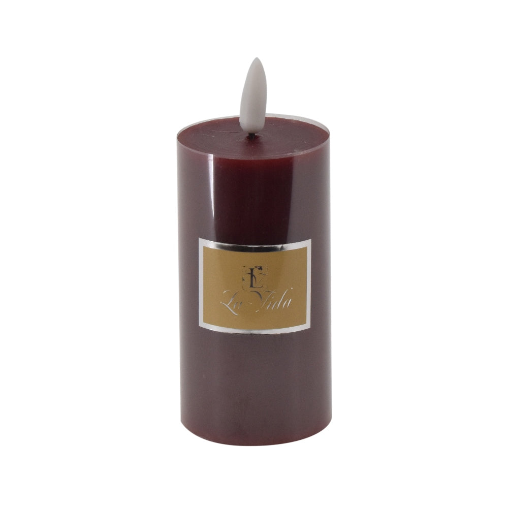 La Vida -  LED bloklys m. statisk flamme- mørk rød