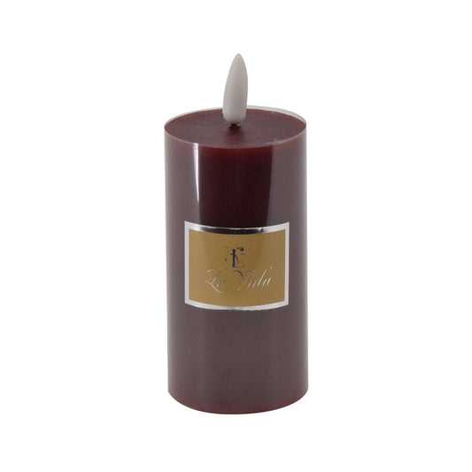 La Vida -  LED bloklys m. statisk flamme- mørk rød