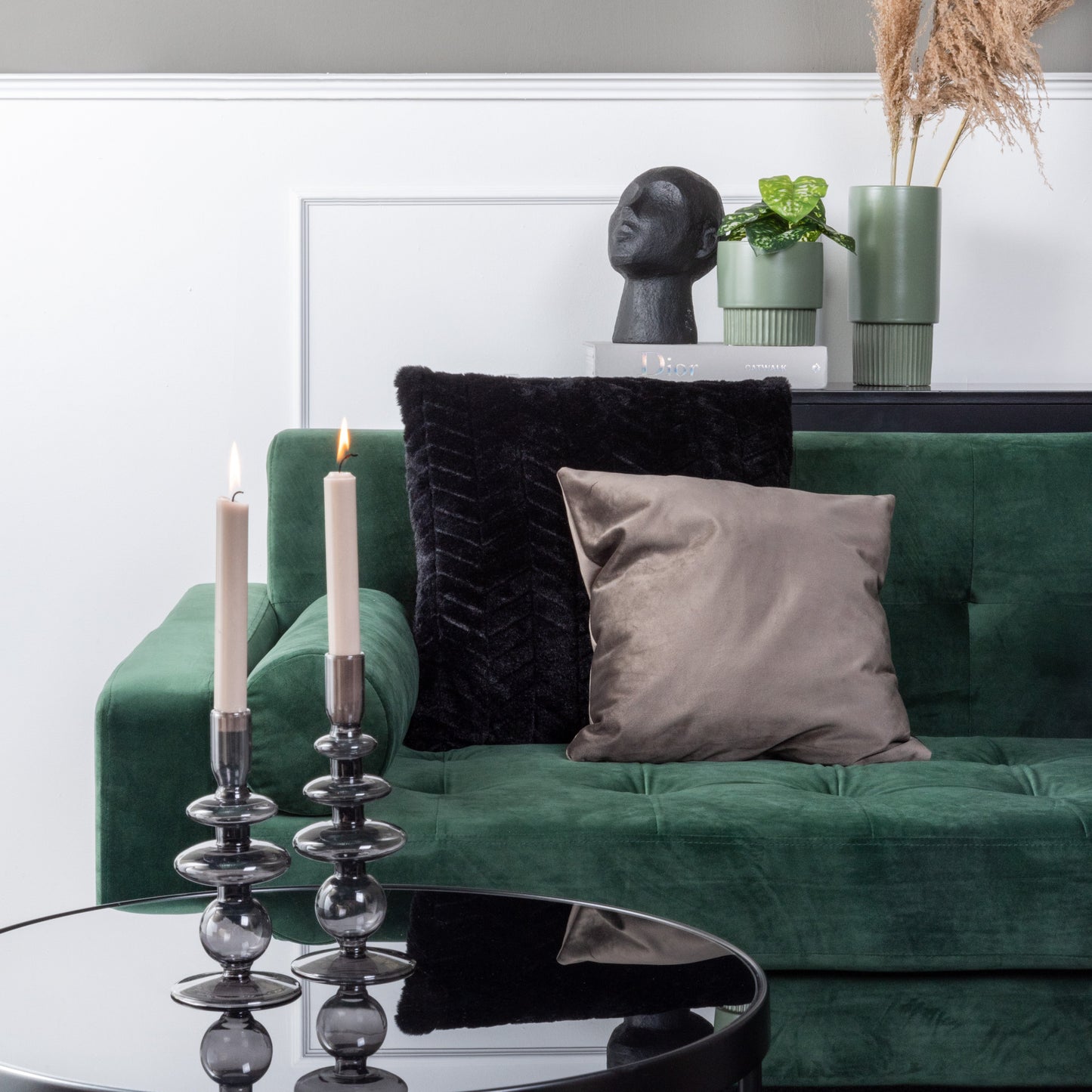 Present Time - lysestage - sort glas