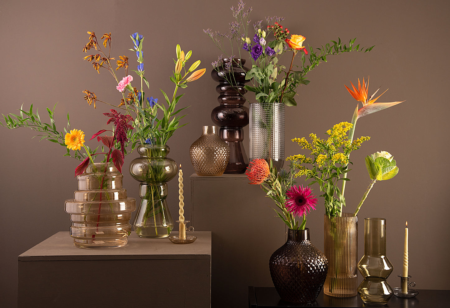 Present Time - Vase - Glas - Brun