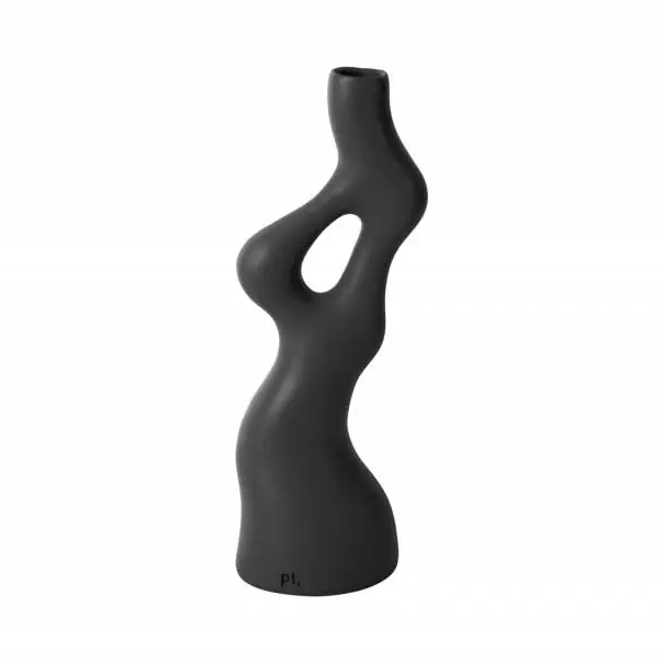 Sort vase - H: 33 cm B: 12,5 cm Ø 3 cm
