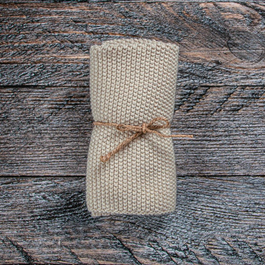 Strikket karklud - økologisk bomuld - taupe - 27 x 27 cm