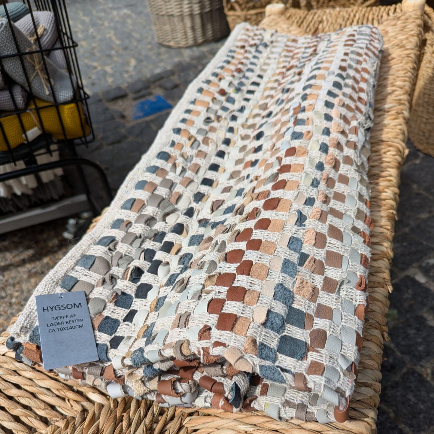 Gulvtæppe - læder - 70 x 200 cm