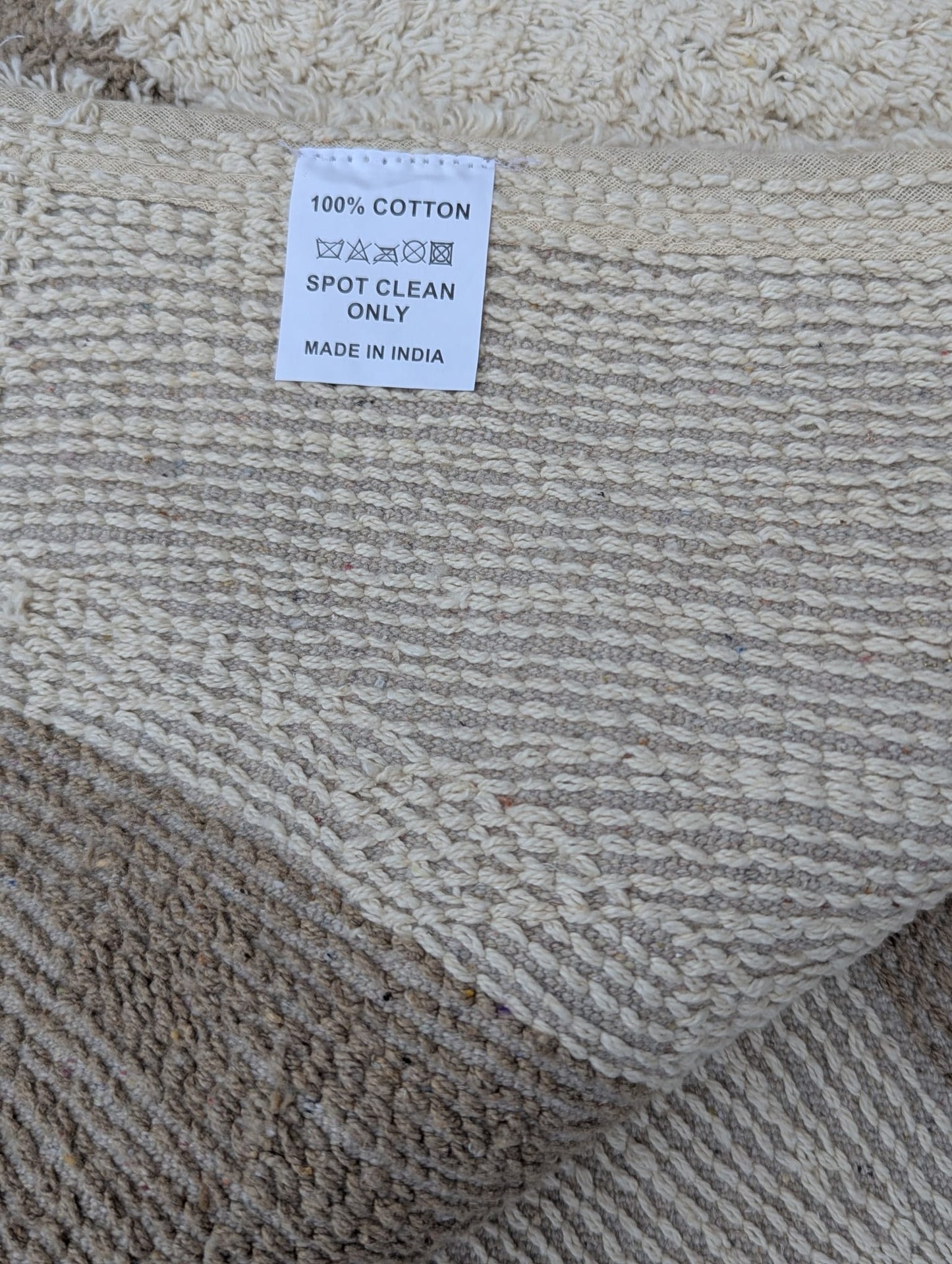 Håndlavet vamset gulvtæppe med mønster ren bomuld