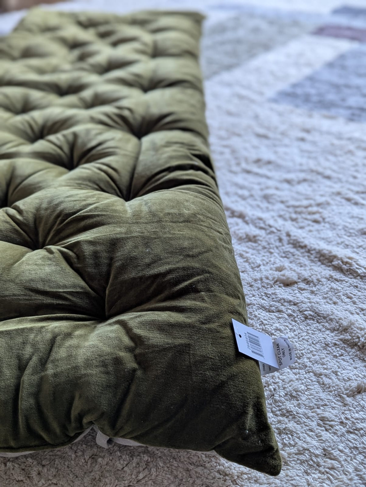 Madras Olivengrøn Bomuld/Velour - 180 x 65 cm