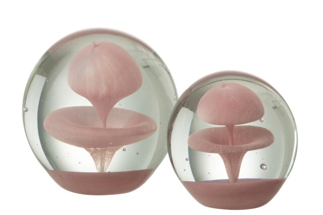 Papirvægt - Glas - Pink Bobler - 10 x 10 x 10 cm
