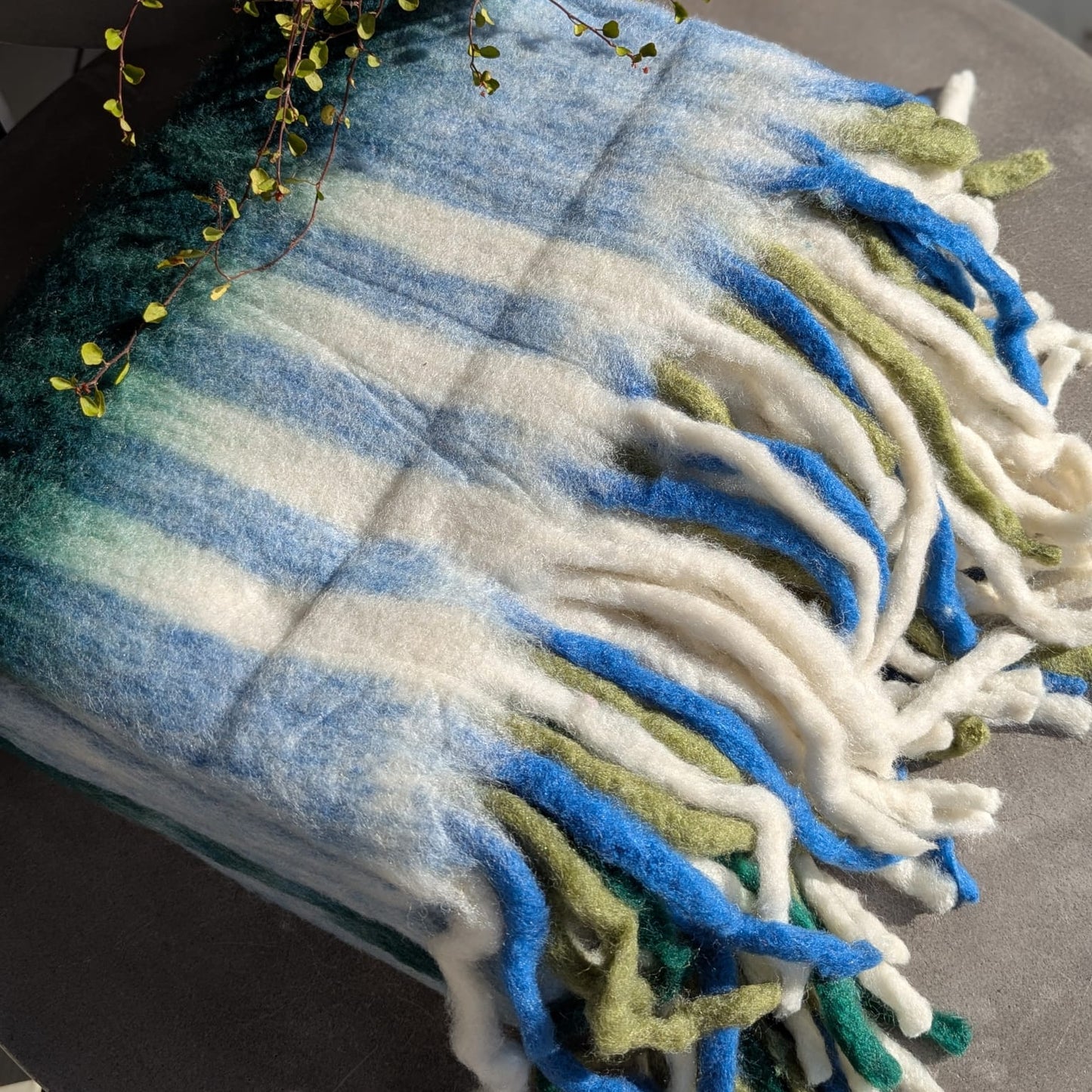 plaid - uld - blå grøn hvid