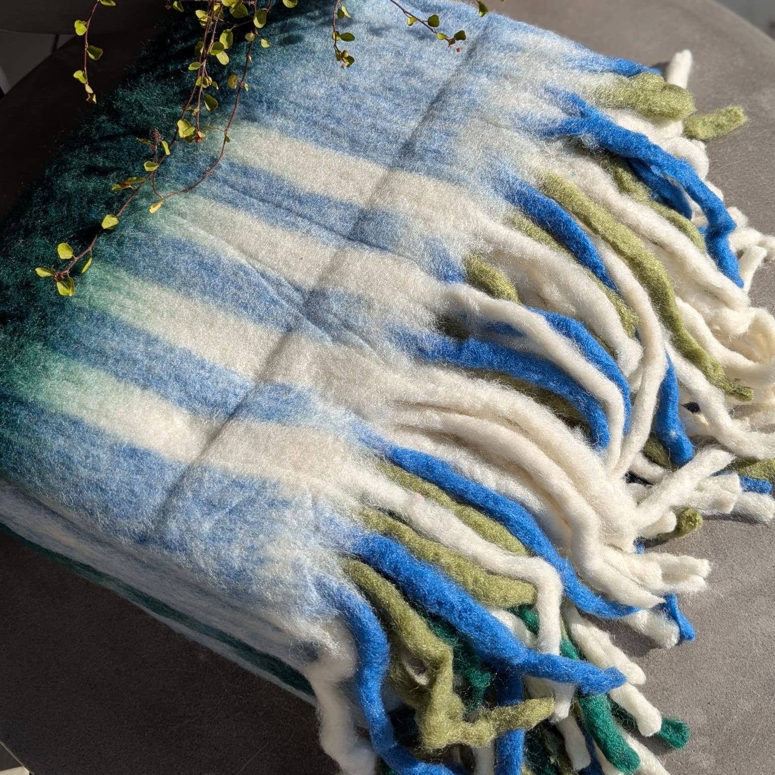 plaid - uld - blå grøn hvid