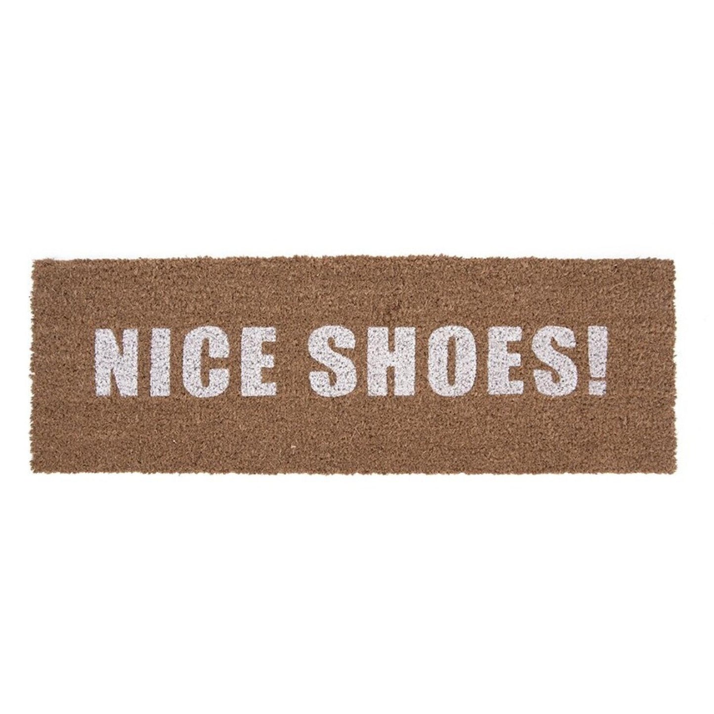 Dørmåtte - brun og hvid - "Nice Shoes!"