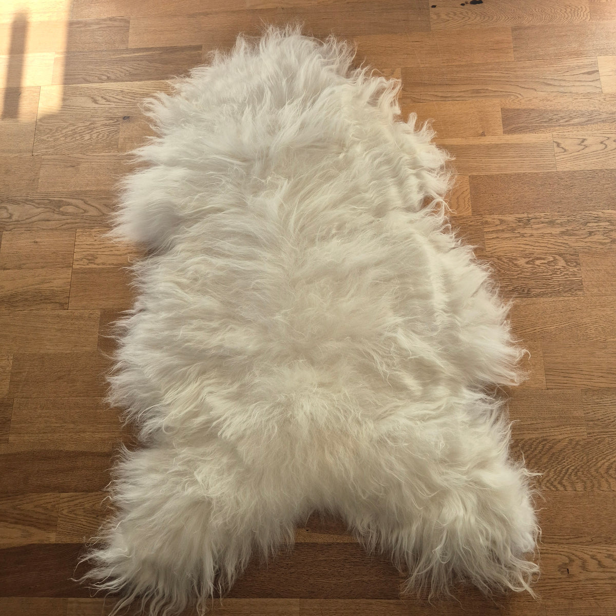 Langhåret lammeskind 120 cm Hvid