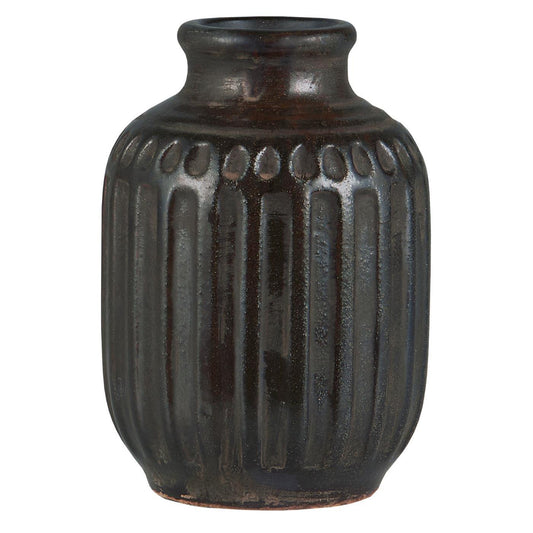 Ib Laursen - "Lea" Vase - ujævn glasur - mørkebrun