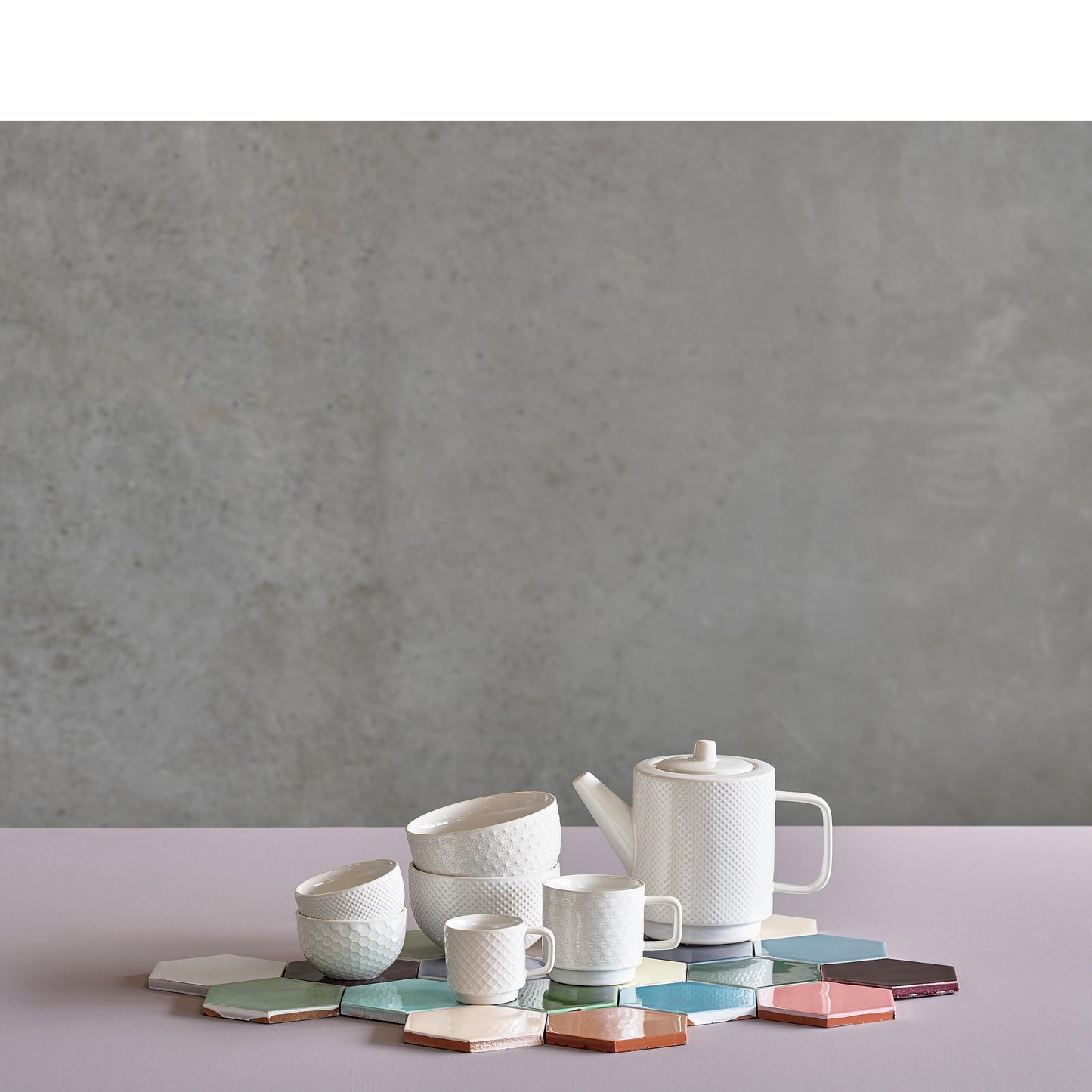 Villa Collection - "Elstra" Tekande - Stentøj-Hvid