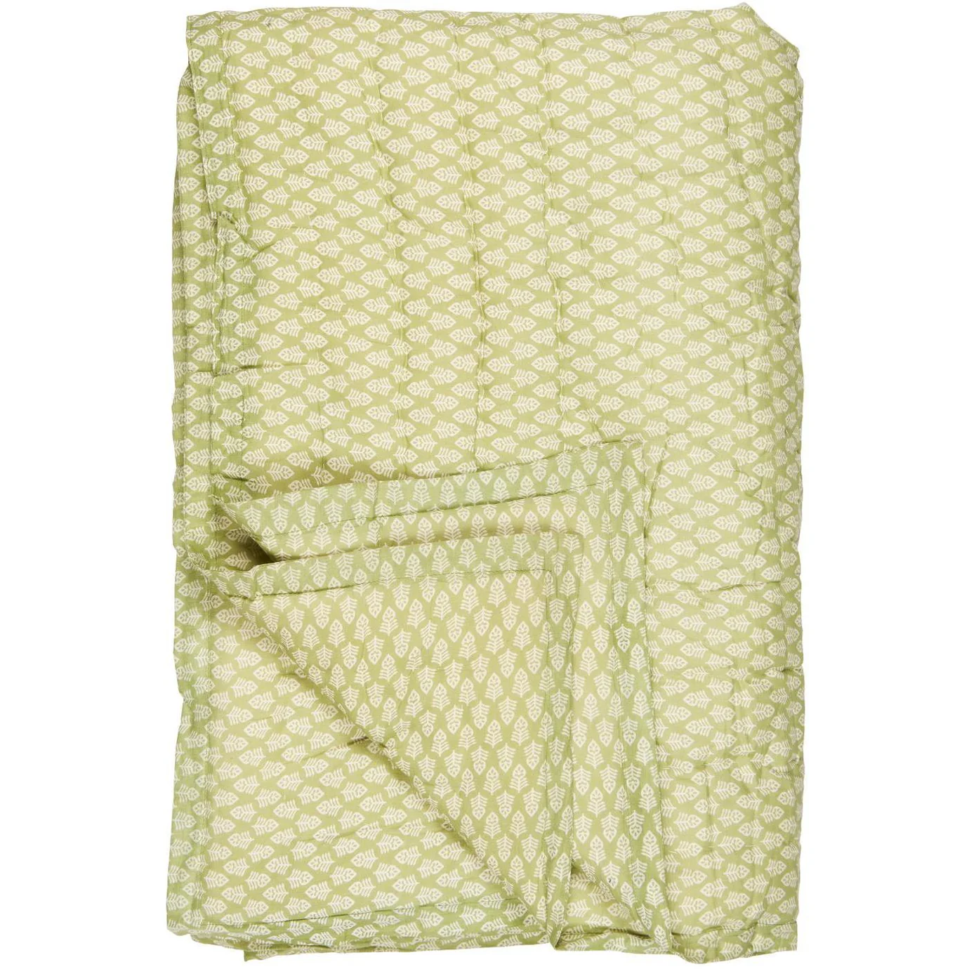 Ib Laursen - "Caja " quilt/vattæppe - støvgrøn m/hvide blomster