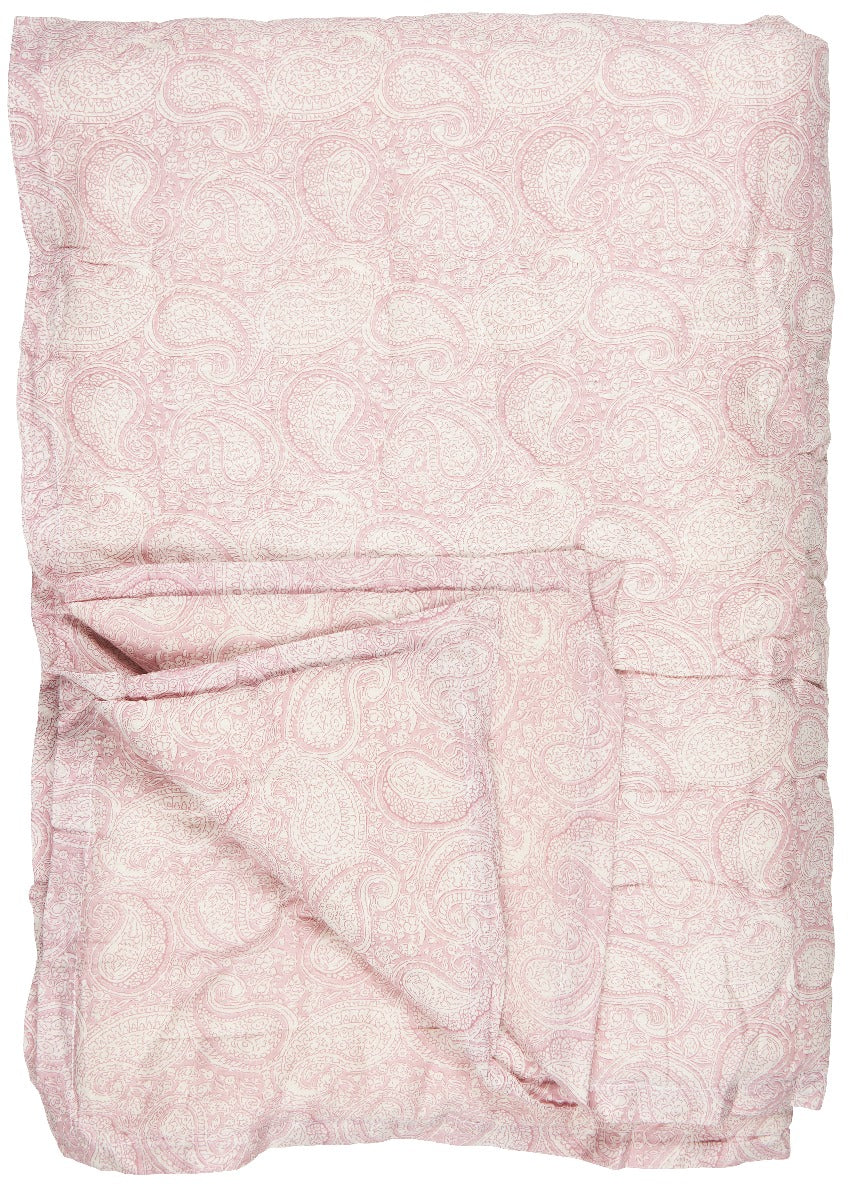 Ib Laursen - "Aya" quilt/vattæppe - rosa malva m/hvidt paisleymønster