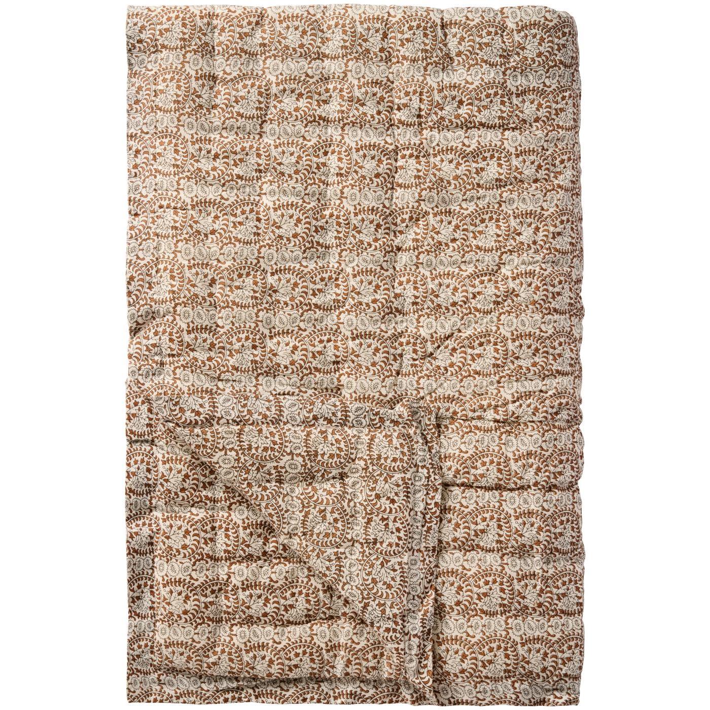 Ib Laursen - "Charlotte" quilt/vattæppe - brunt bladrankemønster