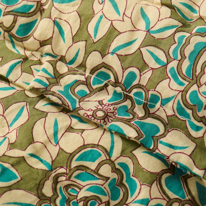 Ib Laursen - "Clara" quilt/vattæppe - blomster m/turkise blade