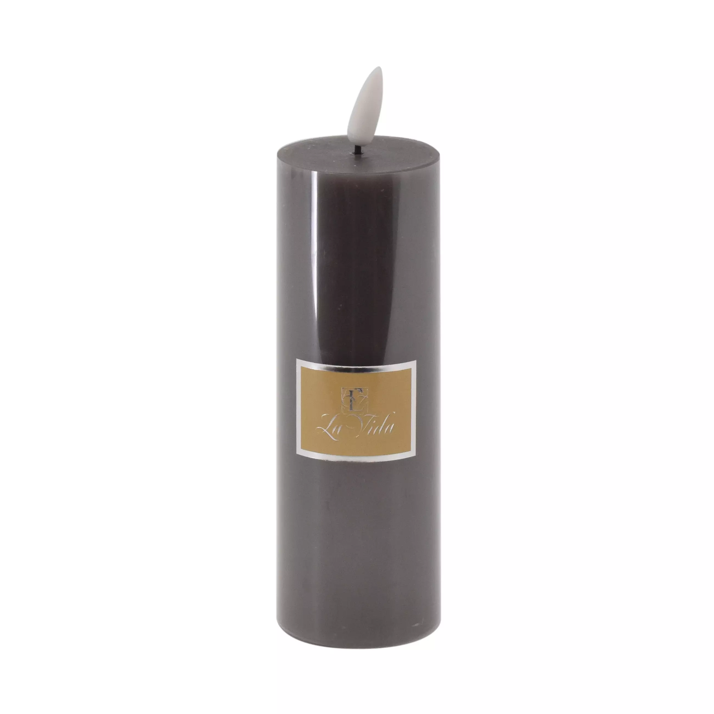 La Vida - LED bloklys m. statisk flamme- taupe - H 15 x Ø 5cm