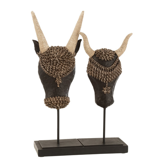 Skulptur - Kranier Fra Ko og Tyr -  24,5 x 9,5 x 39 cm