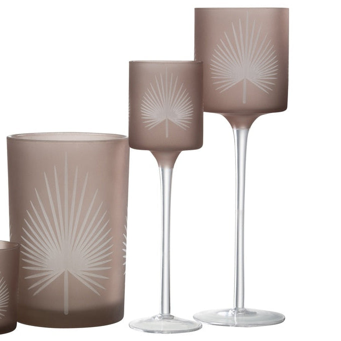 J-line - lysestage - glas - brun -30 x 9 x 9 cm