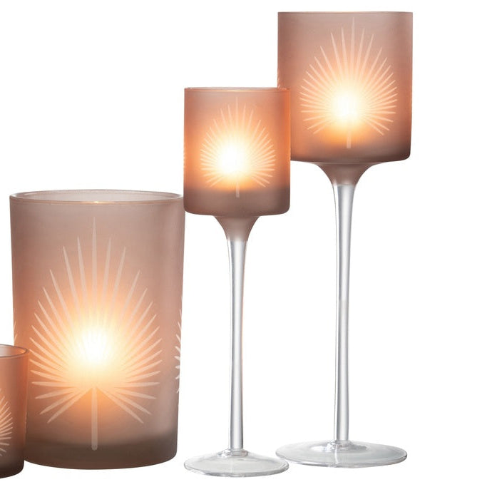 J-line - lysestage - glas - brun -30 x 9 x 9 cm