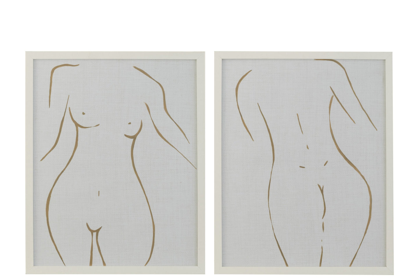 2 stk Billeder m. ramme - Tegning af kvinde - 42,5 x 3 x 52,5 cm