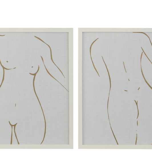 2 stk Billeder m. ramme - Tegning af kvinde - 42,5 x 3 x 52,5 cm