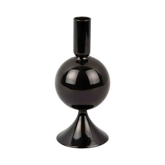 Lysestage - sort - H: 18 cm, D: 8 cm