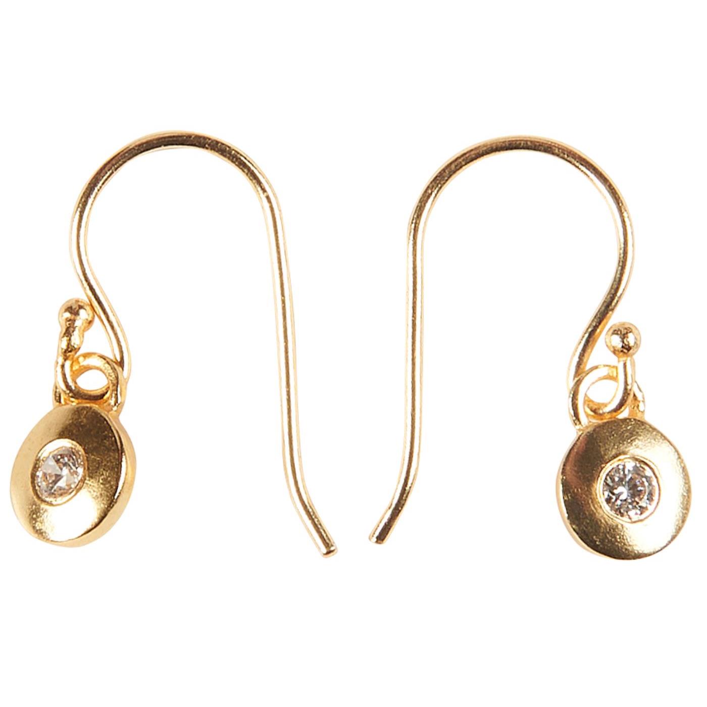 Øreringe m/1 lille sten messing - belagt med 18 karat guld. Lotus