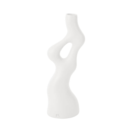 Hvid vase - H: 33 cm B: 12,5 cm Ø 3 cm