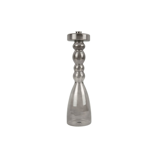 Lysestage - sort glas -  H: 39 cm D: 11 cm