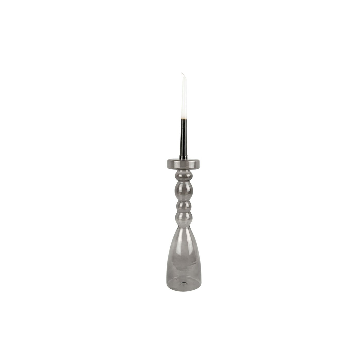 Lysestage - sort glas -  H: 39 cm D: 11 cm