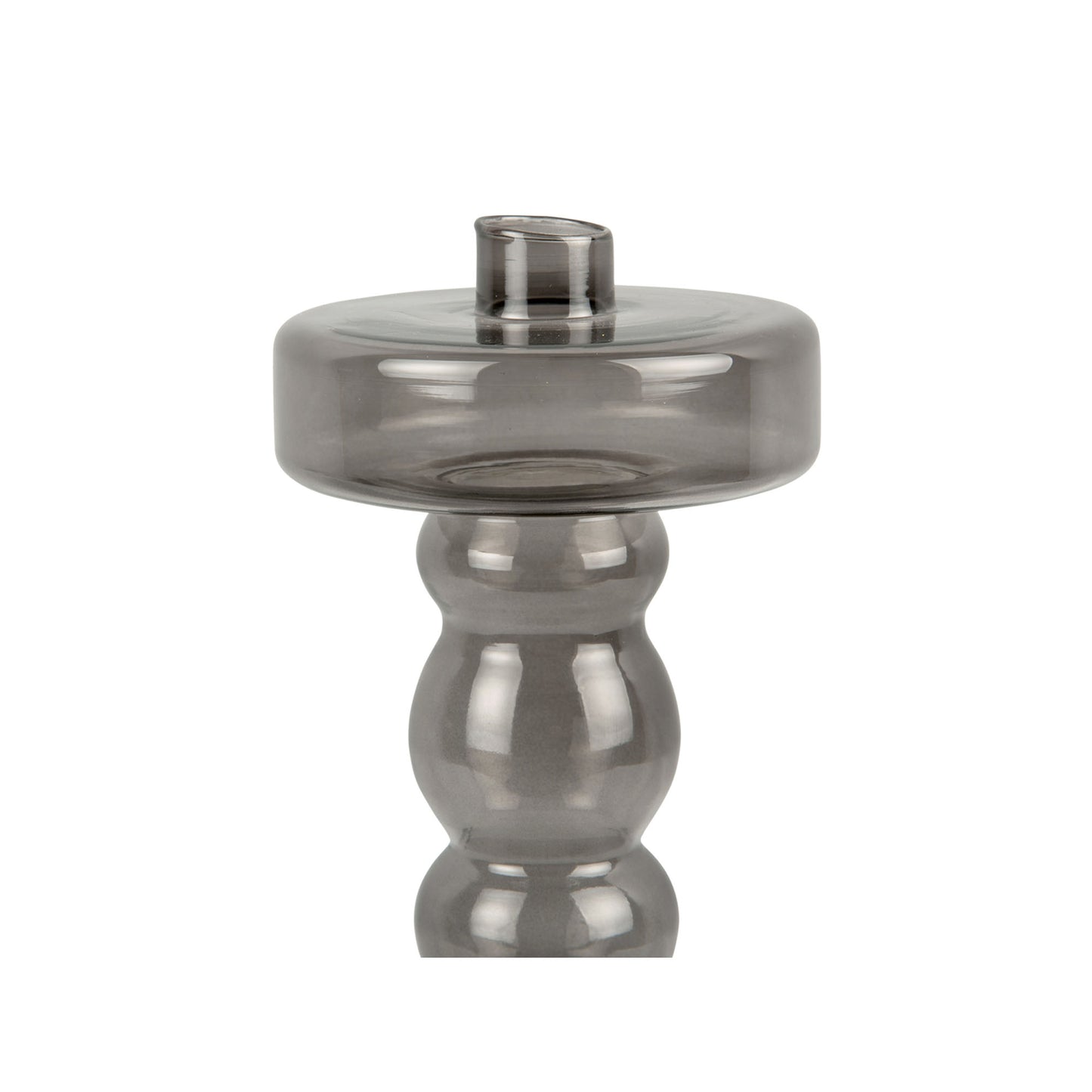 Lysestage - sort glas -  H: 39 cm D: 11 cm