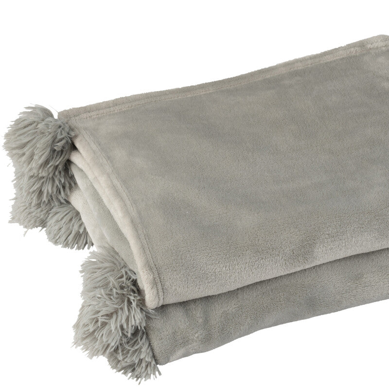 J-Line - Plaid - Polyester - Grå - 170 x 130 cm